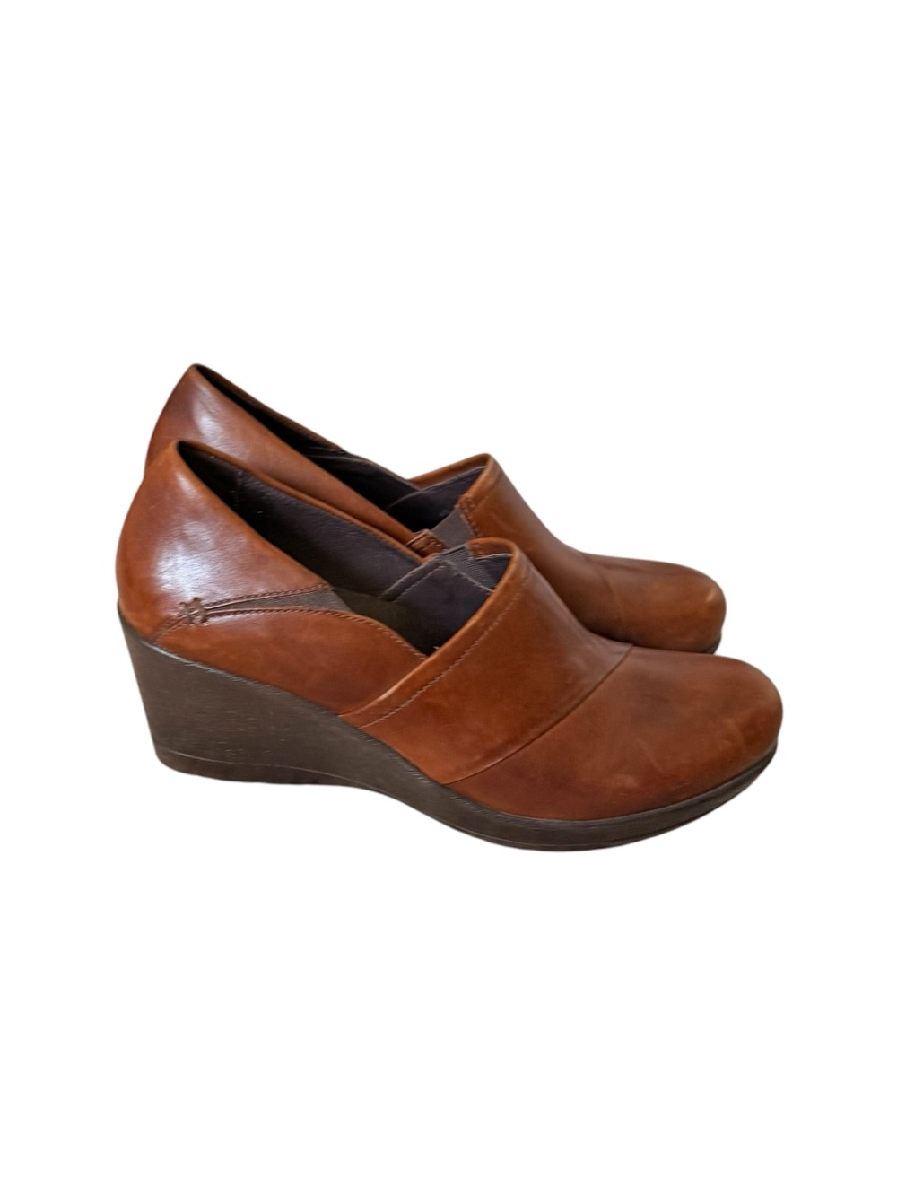 Dansko Rosaline Women's Brown Leather Wedge Clog Shoes Sz 40 - Picture 2 of 9